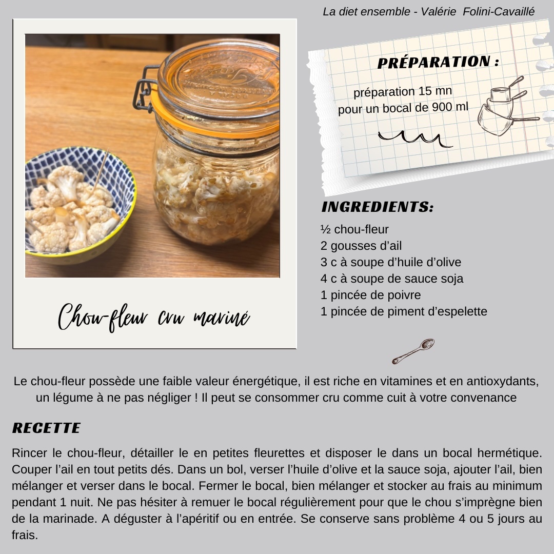 Chou-fleur cru mariné